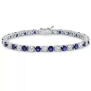 Swarovski Cubic Zirconia Blue Tennis Bracelet in Sterling Silver